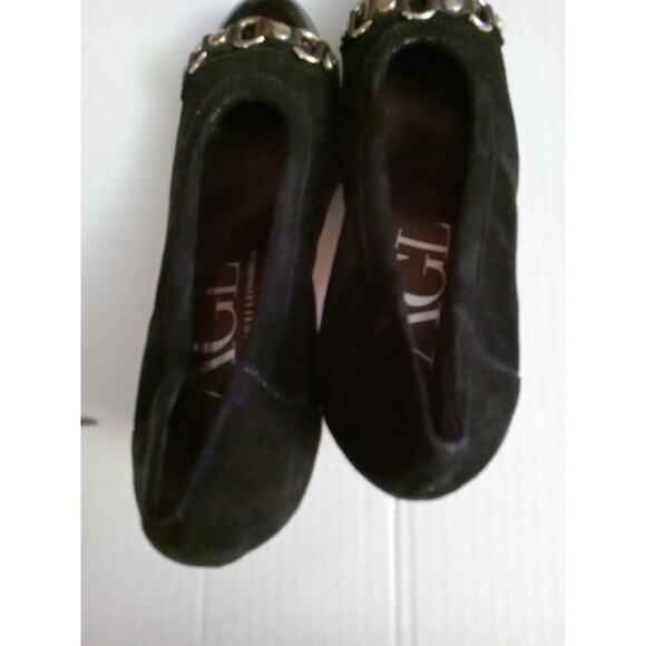 AGL Women's Size 8.5 Black Metallic Shimmer Cap Toe Pumps Made in Italy - Picture 10 of 11